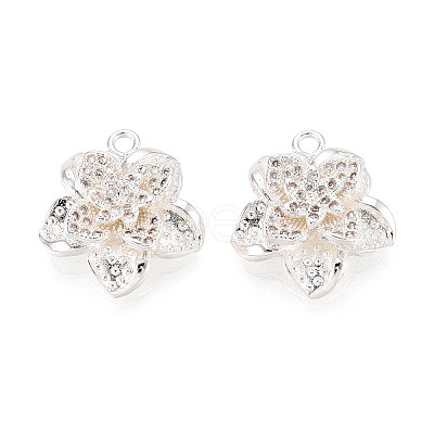 Brass Micro Pave Clear Cubic Zirconia Pendants KK-T077-31S-1