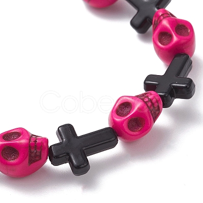 Halloween Cross & Skull Acrylic Bead Stretch Bracelets BJEW-JB12617-1