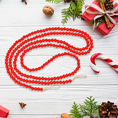 Wood Round Beads Pendant Decorations for Christmas Decorations HJEW-WH20003-49A-1