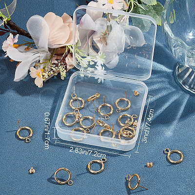 20Pcs 304 Stainless Steel Ring Stud Earring Findings STAS-BBC0001-76G-1