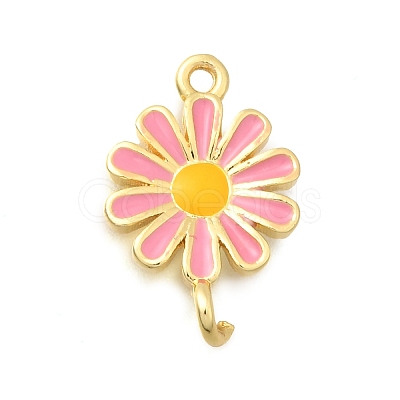 Brass Enamel Flower Links Connector Charms KK-C121-04G-02-1