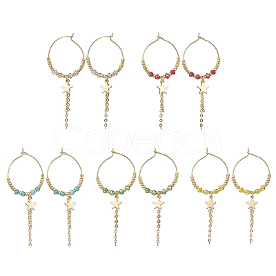 Star Glass Hoop Earrings EJEW-MZ00673-1