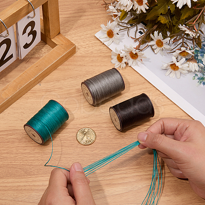 3 Roll 3 Colors Flat Waxed Polyester Thread String YC-CL0001-01C-1