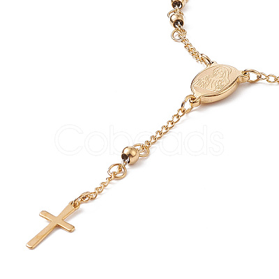 Rosary Bead Bracelets with Cross LS-BJEW-E282-02G-1