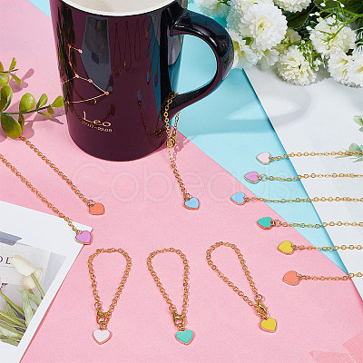 Heart Alloy Enamel Cup Pendant Decorations HJEW-AB00486-1