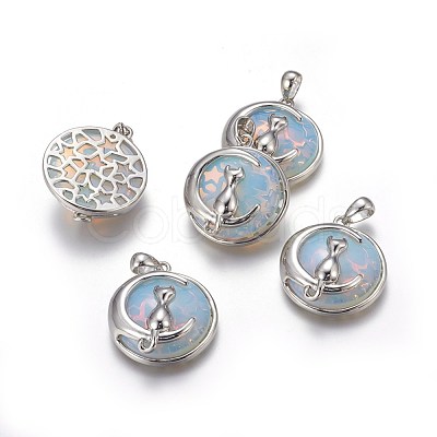 Opalite Kitten Pendants G-E517-A02-1