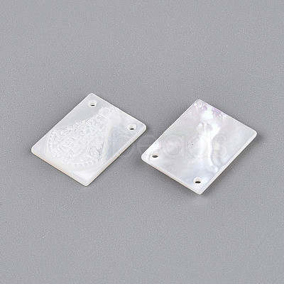 Natural White Shell Mother of Pearl Shell Pendants SSHEL-S264-002B-1