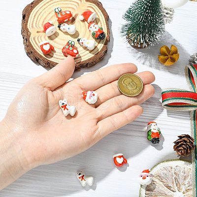 14Pcs 7 Styles Christmas Handmade Porcelain Beads PORC-CJ0001-36-1
