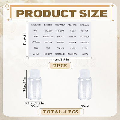 4Pcs 50ml Transparent PET Plastic Flip Top Cap Bottles MRMJ-LP0001-31-1