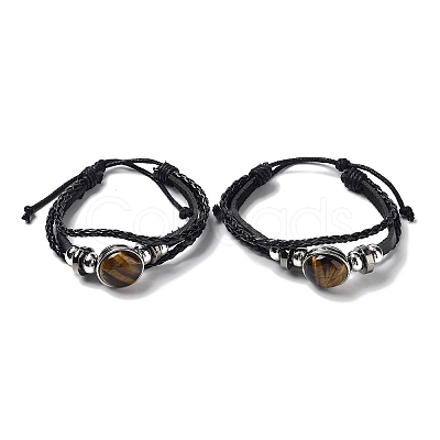 Natural Tiger Eye Multi-strand Bracelets BJEW-Q337-01H-1