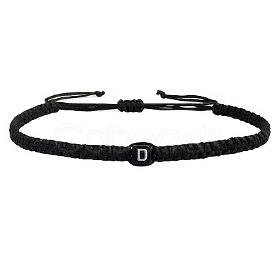 Adjustable Handmade Woven Waxed Polyester Cord Braided Bracelets with Acrylic Letter Beads OI4298-4-1