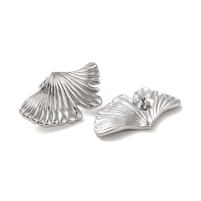 Non-Tarnish Leaf 304 Stainless Steel Stud Earrings for Women EJEW-L272-034P-05-1