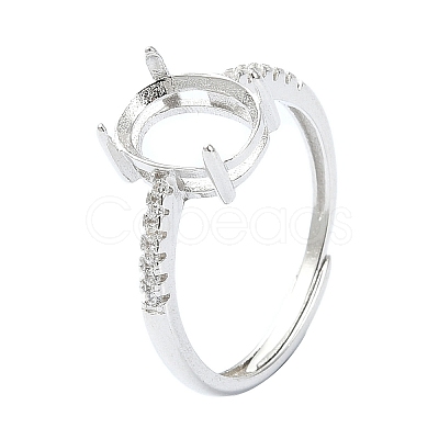 Adjustable 925 Sterling Silver 4 Prongs Ring Settings STER-K179-25P-1