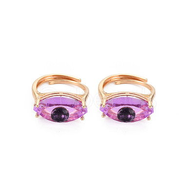 Evil Eye Glass Ajuastable Rings RJEW-S048-002G-NF-1