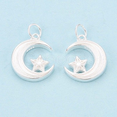 925 Sterling Silver Moon with Star Charms STER-N016-93S-1