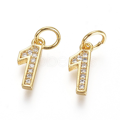 Brass Micro Pave Clear Cubic Zirconia Charms X-ZIRC-L092-01-G-1