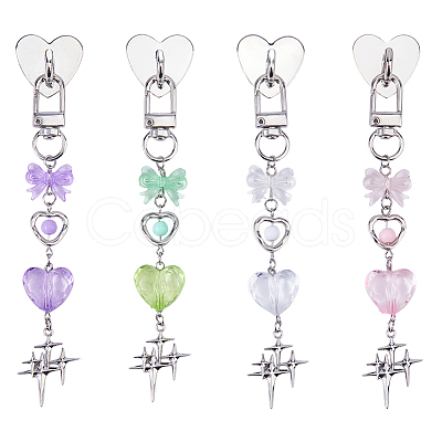 4Pcs Heart Acrylic Pendant Decorations HJEW-FH00282-1