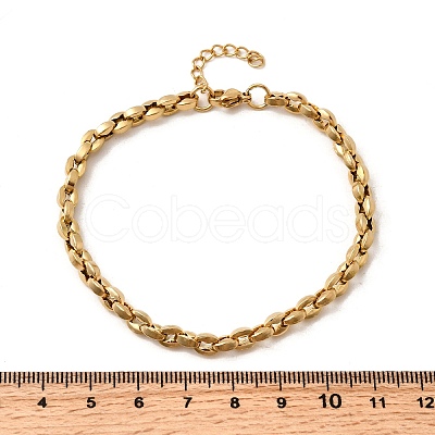 304 Stainless Steel Coffee Bean Chain Bracelets for Women BJEW-B140-01B-G-1