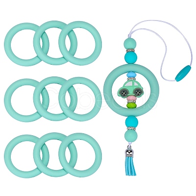 9Pcs Ring Food Grade Eco-Friendly Silicone Focal Beads JX895I-1