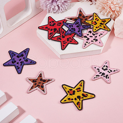 10Pcs 10 Styles Polyester Leopard Print Embroidery Cloth Iron on/Sew on Patches PATC-TA0001-58-1