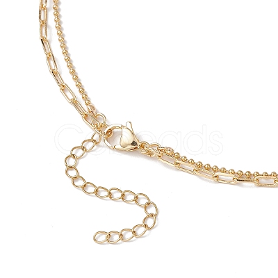 Brass Pave Clear Cubic Zirconia Moon with Star Pendant Necklaces NJEW-JN05383-1