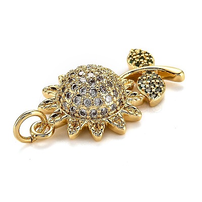 Brass Micro Pave Cubic Zirconia Pendants X-ZIRC-L100-039G-1
