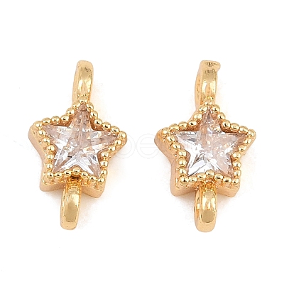 Brass Pave Clear Cubic Zirconia Connector Charms KK-CBA2DE6-04G-10-1