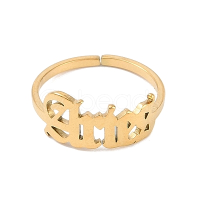 Ion Plating(IP) 304 Stainless Steel Constellation Open Cuff Ring for Women RJEW-C097-01G-07-1