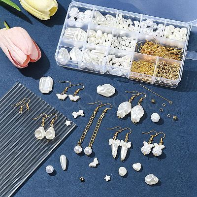 DIY Brass & ABS Plastic Imitation Pearl Earrings Making Kits DIY-FS0007-97-1