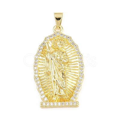 Religion Brass Micro Pave Clear Cubic Zirconia Pendants KK-H268-04B-G-1