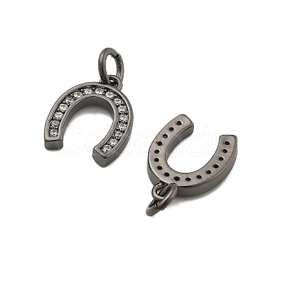 CZ Brass Micro Pave Cubic Zirconia Horse Shoe Charms LS-ZIRC-L018-13B-1