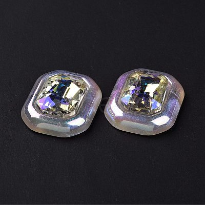 Rainbow Iridescent Plating Acrylic Cabochons X-OACR-E011-07-1