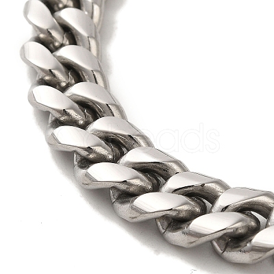 Non-Tarnish 304 Stainless Steel Cuban Link Chain Bracelets for Women Men BJEW-Q341-14D-P-1
