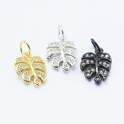 Eco-Friendly Brass Micro Pave Cubic Zirconia Charms KK-P133-04-NR-1