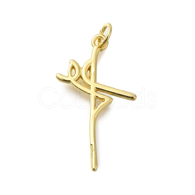 Cross Shape Rack Plating Brass Pendant KK-M079-03G-1