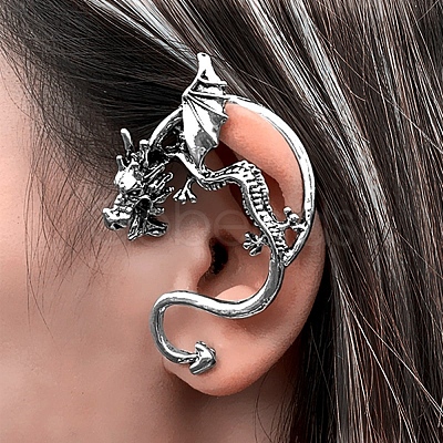 Alloy Dragon Stud Earrings EJEW-C046-03AS-1