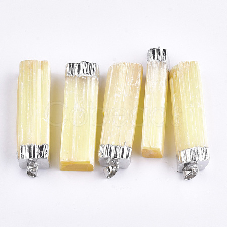 Electroplate Natural Selenite Big Pendants G-S344-41A-1