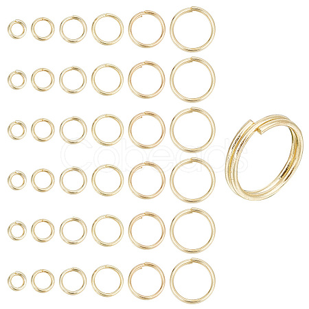 GOMAKERER 120Pcs 6 Styles Brass Split Rings KK-GO0001-52-1