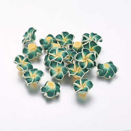 Handmade Polymer Clay 3D Flower Plumeria Beads CLAY-Q192-15mm-06-1