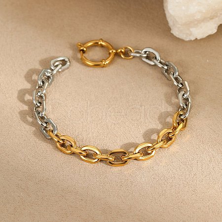 304 Stainless Steel Cable Chain Bracelets BJEW-K284-02B-GP-1
