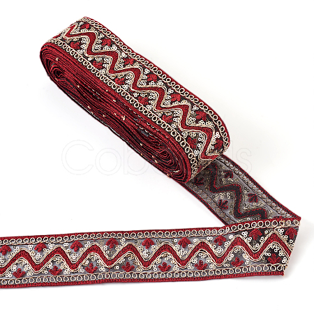 Ethnic Style Embroidery Polyester Ribbons SK-TAC0001-04-1
