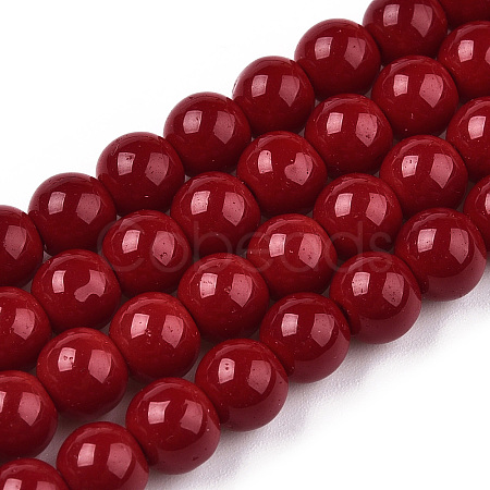 Opaque Solid Color Glass Beads Strands X-GLAA-T032-P6mm-05-1