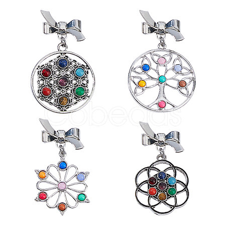 4Pcs 4 Styles Bowknot Brass Brooches JEWB-FH00036-1