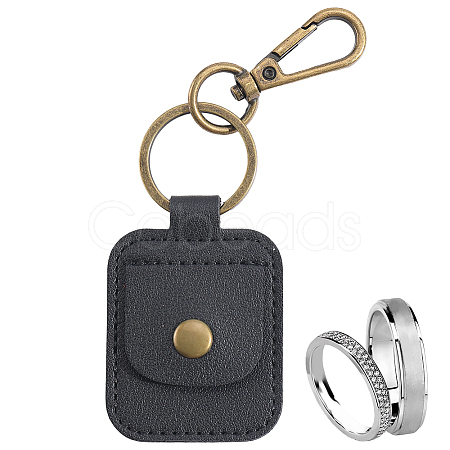 Rectangle PU Leather Ring Holder Pendant Decoration AJEW-WH20054-027A-1