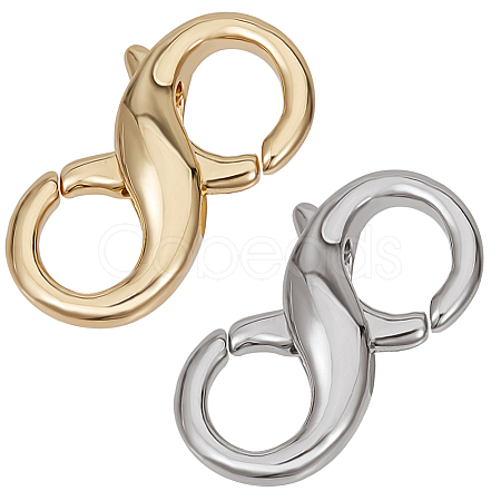 CREATCABIN 10Pcs 2 Colors Brass Double Opening Lobster Claw Clasps KK-CN0002-03-1