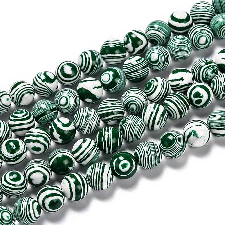 Synthetic Malachite Beads Strands G-I199-32-6mm-F-1