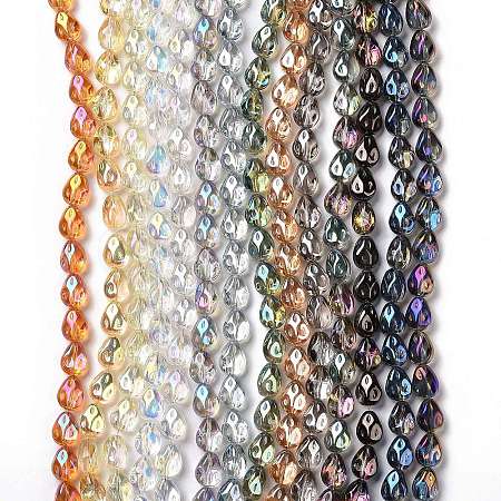 Transparent Electroplate Glass Beads Strands GLAA-C025-02-1