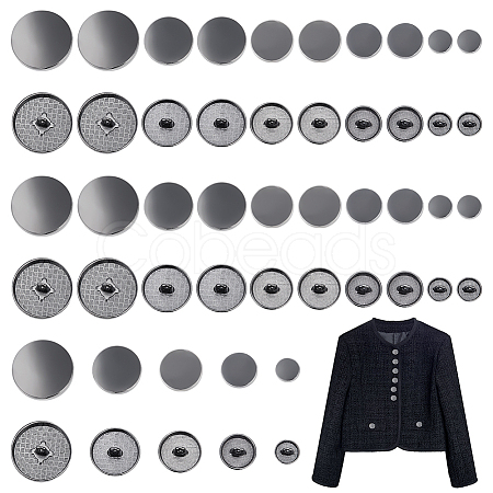 WADORN 50Pcs 5 Style 1-Hole Alloy Shank Buttons BUTT-WR0001-10B-1