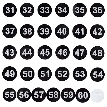 1 Set Round ABS Plastic Number Brooches Sets JEWB-OC0001-02D-1