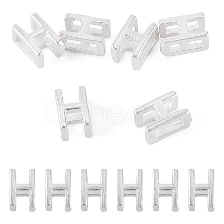 6Pcs 925 Sterling Silver Hollow Initial Beads STER-TA0001-53H-1